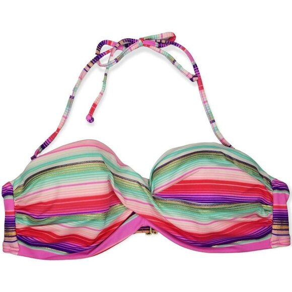 Victoria's Secret Size 36C Knockout Bandeau Swim Top Striped  Convertible - Picture 1 of 10